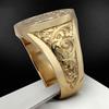 Hecheng joyería popular transfronteriza Escultura de fuente con tótem misterioso dorado Anillo Popular de negocios europeo y americano Nuevo