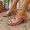 Sandalias de Playa de Tacón Grueso con Hebilla de Talla Grande Cruzadas Europeas y Americanas En Stock Venta al por Mayor Talla Grande