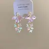 Pendientes de cadena de amor de verano coloridos de dopamina para mujer, diseño de clip para oreja, personalidad, dulce, fresco, temperamento, pendientes largos versátiles