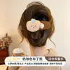 Pinza para el pelo de pico de pato tejida con flores y lazo, pasador de lana de alta gama para mujer para recogidos y peinado