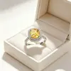 Anel Rosa de Cristal Zircônia Zi Yu Luxo Leve High-End para Mulheres Quadrado Totalmente Cravejado Anel para Dedo Indicador Fashion Versátil Venda Direta da Fábrica