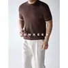 Camiseta de Tricô de Manga Curta Masculina Textura Espinha de Peixe Estilo Old Money Negócios Seda Gelada Verão Atravessar Fronteiras Fábrica Atacado