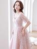 Talla grande Vestido de noche Anfitrión Reunión anual chica gordita Adelgazante Adulto Ceremonia Banquete Temperamento Dama de honor de alta gama Lujo ligero Impresionante Mujeres