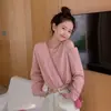 2026 Camiseta de Manga Larga Otoño Temprano Estilo Coreano para Mujer Ligeramente Gordita Holgada Moderna Versátil Hombros Descubiertos Nuevo Casual Trendy ins