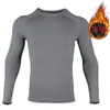 Ropa de Fitness para Hombre en Otoño e Invierno Mallas de Secado Rápido Ropa de Entrenamiento para Gimnasio Tops para Correr Ropa Casual Cálida con Forro Polar
