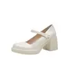Zapatos Mary Jane Elegantes de Tacón Grueso con Perlas para Mujer, Otoño 2026 Nuevos Zapatos de Cuero Retro Francés Versátiles de Tacón Medio-Alto