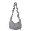 2026 Bolso Cruzado de Hombro Único Casual Estilo Suave Plisado para Mujer, Bolso de Mano Fresco de Lona a Cuadros Nylon Bolso Nube