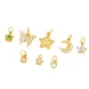 Tao Plata de Ley 925 Chapada en Oro de 24K Año del Caballo Accesorios Incrustados con Circonita Colgante Pequeño Pulsera de Cuentas Hecha a Mano DIY Colgante Pequeño