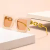 Nuevas Gafas de Moda Estilo Europeo y Americano Combinan con Todo Montura Completa Metal Cuadradas Huecas Cadena de Cerradura Adorno Decoración para Mujer Protección Solar