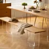 Mesa y Sillas de Comedor Colgantes de Madera Maciza y Acrílico para el Hogar Sala de Estar de Apartamento Pequeño Escritorio Sencillo de Tronco Mesa de Comedor Rectangular