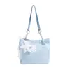 Bolso de Mano con Estampado de Estrellas Plateadas Ondulado Estilo Coreano para Niñas Aplicación de Conejo de Peluche Encaje Estrella Versátil Bolso de Hombro