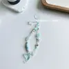 Funda de Teléfono Acrílica Colorida de Dibujos Animados con Cuentas Estilo Coreano, Fresca y Sencilla, con Cadena, Correa Corta Universal Versátil, Selección de Influencers de Moda