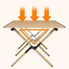Mesa de barbacoa portátil para camping con patas en X, madera maciza, ligera, mesa enrollable simple para uso doméstico, mesa plegable para ocio al aire libre
