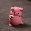 Mascota de té de arcilla púrpura mini Yixing Cerdo rosa pequeño creativo Juguete de té para la punta del dedo Adorno lindo que trae fortuna Juego de té Kung Fu Se puede usar para el cultivo de té