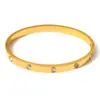 Pulsera Clásica Europea y Americana de Acero Inoxidable Abierta con Oro de 18K, Pulsera que No se Desvanece para Mujer, Conjunto de Pulseras de Circonita de Alta Gama