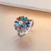 Collar para Mujer, Trendy Transfronterizo Circonita Flor Nicho Moda Nuevo Diseño Anillo Temperamento Set Collar de Acero Titanio