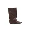Botas de moda de estilo similar a las de Grape Mom, con 5 cm de altura, puntera cuadrada, corte holgado y plisados, hasta la mitad de la pantorrilla, para mujer