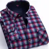 Camisa cálida al por mayor para hombres de mediana edad y mayores, top de otoño e invierno, papá, forro polar, gruesa, a cuadros, manga larga