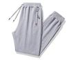 Pantalones de Chándal de Algodón Puro de Nueve Puntos, Pantalones Casuales Sueltos de Pierna Recta, Pantalones de Chándal para Hombre de Tallas Grandes, Pantalones Largos Ligeros Transfronterizos para Hombre