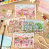 Pegatina Zabc Sendero de Flores Serie Viaje Fantástico Decoración de Escena Material DIY para Diario, 3 Hojas con 4 Diseños a Elegir
