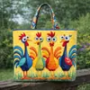 2026 Nova Série de Frango Transfronteiriça Estampa Digital Moda Bolsa Tote Acolchoada de Ombro