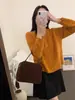 Nuevo Cárdigan de Punto de Lana Pura con Cuello Redondo para Otoño Temprano 2025 para Mujer, Cuello Redondo, Suave, Color Puro, Holgado, Chaqueta de Botones