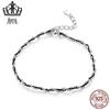 Evelle Simple Fashion Sterling Silver s925 Pulseira de bola pequena Corda preta tecida Moda Acessórios de joias personalizados