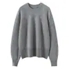 Camiseta Básica de Punto de Cachemira Gruesa de Cuello Redondo de Ajuste Holgado Talla Grande Esencial para Otoño e Invierno