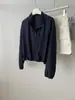 Jaqueta Curta de Acetato Tencel com Proteção Solar para Mulheres Design Primavera/Verão 2026 Top Casual Solto Azul com Cordão Gola Alta