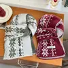 Cachecol de Lã com Estampa de Floco de Neve e Diamantes para Mulheres, Tricotado Estilo Coreano Outono e Inverno, de Alta Qualidade, Quente, Espessado, Versátil, Aquecedor de Pescoço Tendência