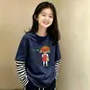 Camiseta de Manga Larga Nueva para Niñas 2026, Camiseta Base Holgada para Niños Mayores, Top de Algodón Puro Falso de Dos Piezas para Primavera y Otoño