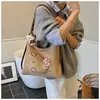 Bolsa Tote Reversible Personalizada, Bolso de Hombro Lindo Estampado de Kt, Bolso de Mano Grande de Mezclilla Hello Kitty