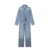 Transfronterizo Lavado 20 Nuevo Estilo para Mujer 7513 Venta al por Mayor Mono de Mezclilla para Mujer Y13 Estilo Largo 23 Color de Imagen Europeo y Americano