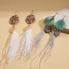 Pendientes Exagerados de Resina con Forma de Pluma Redonda y Borla de Gota de Agua Estilo Étnico Moda Retro Pendientes de Gama Alta