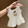 Verão Novo Estilo Desenho Animado Fashion Menina Roupas Infantis Bebê Fofo Laço Sem Mangas Colete Camiseta Vestido
