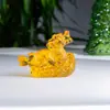 Adorno de Dragón Zodiacal de Cristal, Dragón Auspicioso para Escritorio de Oficina y Decoración del Hogar, Artesanía Regalo que Atrae la Riqueza, Dragón de Cristal Amarillo