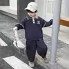 1709 Conjunto de Polo para Niños Primavera y Otoño Nuevo Elegante Sudadera para Niños Conjunto de Dos Piezas Ropa de Primavera para Niños Moderna