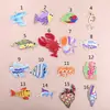 Pegatinas de tela bordadas de dibujos animados Xiyan peces de aguas profundas sello de bordado para computadora decoración de ropa lindas pegatinas de parche bordado de mariscos