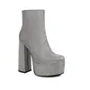 Botas casuales cortas de cuero para mujer, punta redonda, cierre lateral, botas Martin, botas de jinete, zapatos con plataforma y tacón grueso, botas de comercio exterior