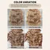 Pelucas Populares Europeas y Americanas para Mujer, Cabello Largo Ondulado Dorado Degradado con Flequillo Completo, Peluca Realista de Cabeza Completa para Uso Diario, 26 Pulgadas