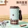Nueva Taza Termo de Paja Estilo Ins para Mujer, Taza de Café de Acero Inoxidable 304 de Aspecto Elegante para Mantener Frío