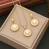 [Bingmeng] Europeu e americano novo colar de pérolas elegante terno moda aço inoxidável corrente de clavícula N1336
