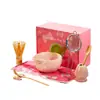Tazón de Matcha de Corazón Cerámico con Pico Juego de Té Matcha Japonés Juego de 7 Piezas Tazón Batidor de Té Caja de Regalo Suministro Exclusivo Transfronterizo