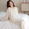 Pijama Feminina, Manga Comprida Primavera e Outono Algodão Nuvem Estilo Cardigan 2025 Novo Conjunto de Outono, Estilo Princesa Doce Roupa de Casa