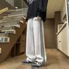 Pantalones deportivos holgados de moda para hombre, pantalones grises de pierna ancha retro americano de otoño, pantalones casuales fluidos para jóvenes