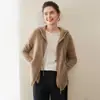 Nuevo Cárdigan de Cachemira Pura para Mujer con Capucha Suelto de Punto Chaqueta Gruesa con Capucha de Punto Tops de Otoño e Invierno para Mujer