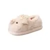 Chinelos de algodão laço pelúcia rosa feminino quentes porquinho sapatos de algodão renda fofos casa bico fechado sapatos internos 2026