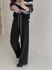 Pantalones Rectos de Pierna Ancha con Tacto de Terciopelo para Mujer en Otoño e Invierno Nuevo Estilo Pantalones de Lana Fluidos Versión Estrecha de Longitud Completa Pantalones Casuales Ajustados de Cintura Alta