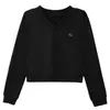 Sudadera de Manga Larga Nueva para Mujer CANVAUS Mujer 2024 Invierno Cuello en V Hombro Caído Manga Sencilla Estilo Bordado Sudadera