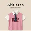 Nueva Camiseta de Verano sin Mangas para Niños Pequeños, Camisa con Corbata Estilo Academia Coreana para Niños, Conjunto de Dos Piezas para Niños
